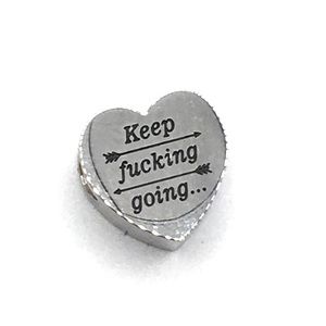 European Silver Heart Charm ‘Keep F**** Going’ charm New
